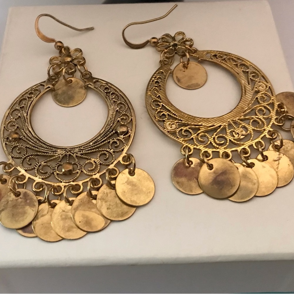 Boho Gypsy Chandelier Gold Tone earrings